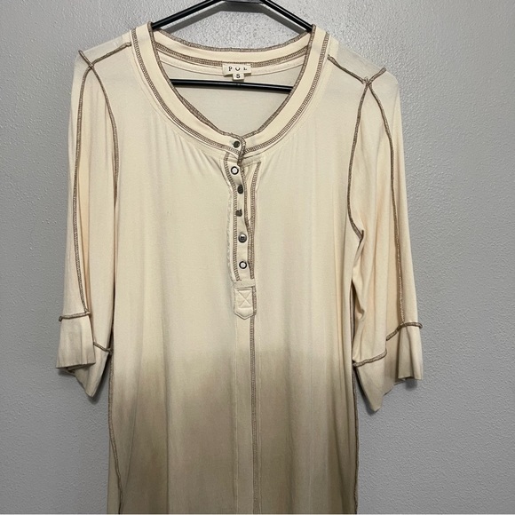 POL Ombre Half Sleeve Boho Top Buttons Brown Tan Boho Womens Small. 2 for$20 - Picture 2 of 7